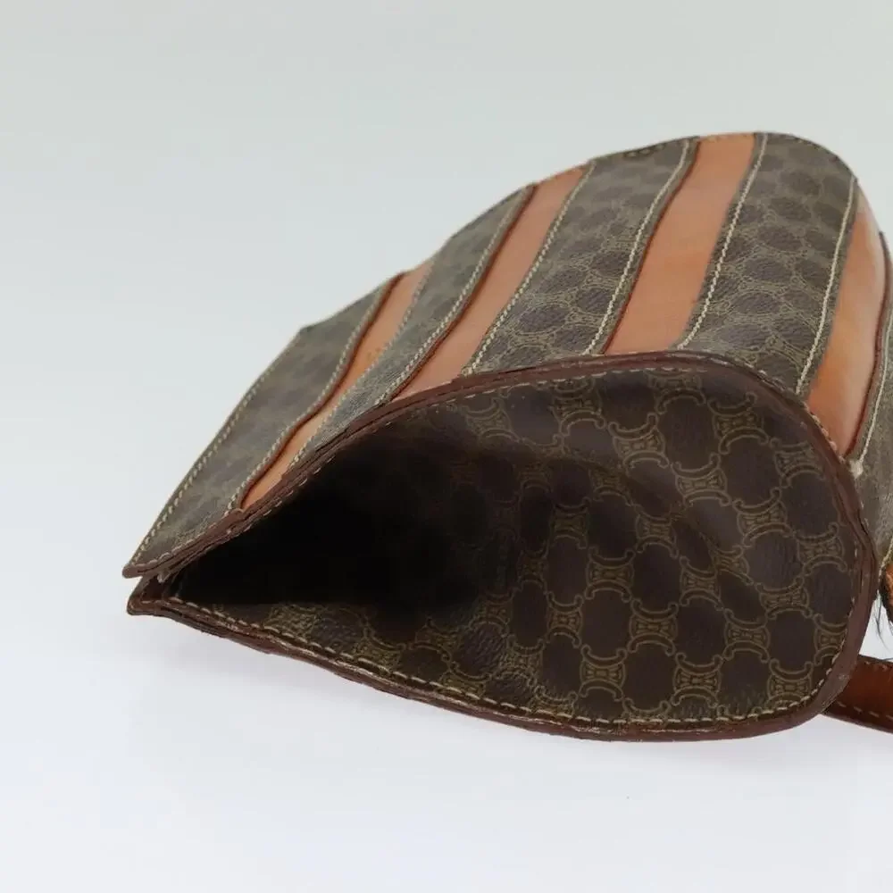 CELINE Macadam Canvas Backpack Pvc Leather Brown Gold